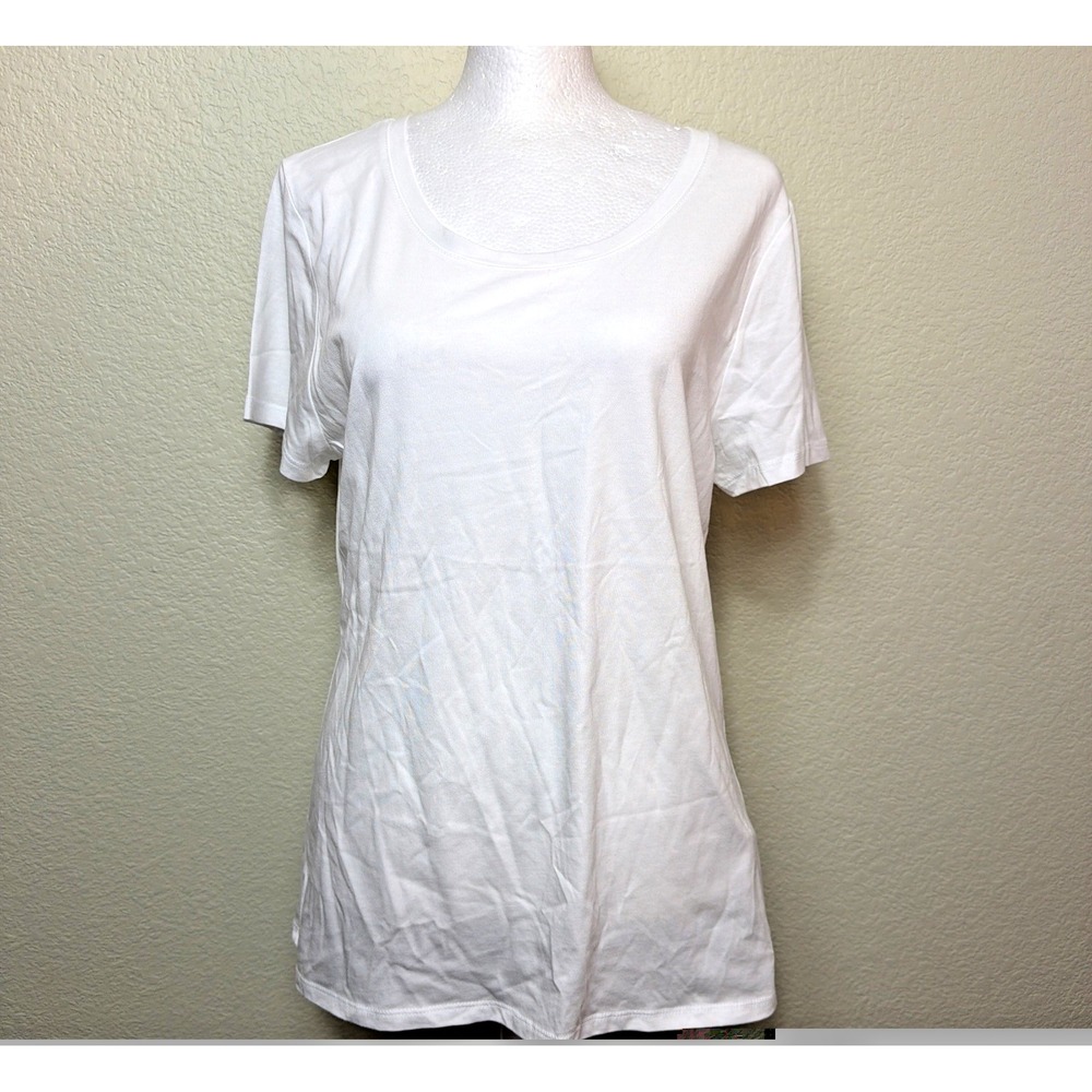 Quince Scoop Neck Tee Womens M White Cotton Modal Short Sleeve T-Shirt Soft NWOT